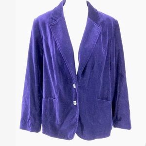 Lane Bryant Blazer Size 18 Purple Cotton Velvet